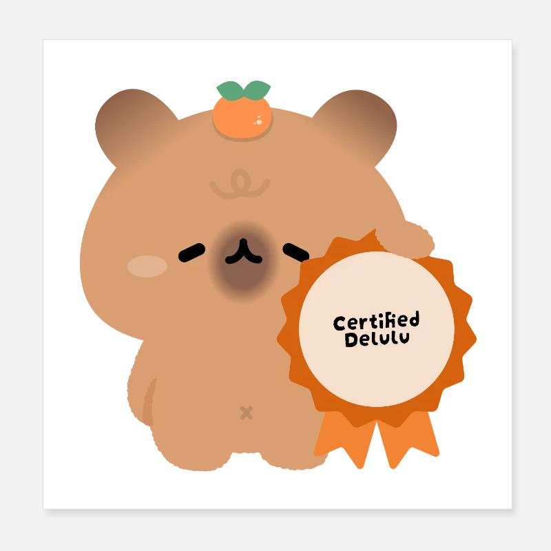 Certified Delulu Capybara  Poster 8" x 8" (20x20 cm)