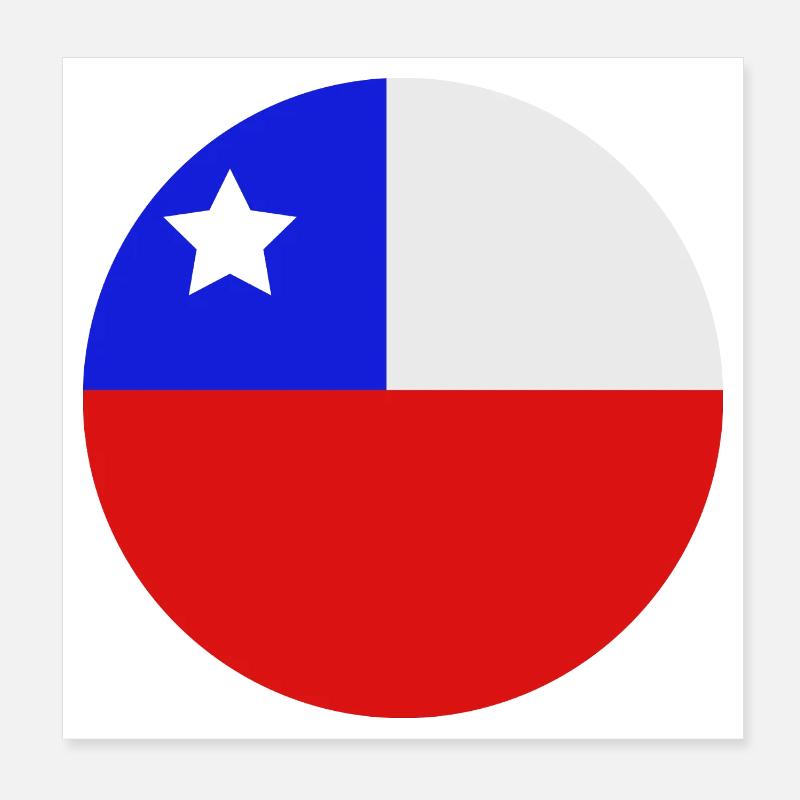 Drapeau chilien rond Poster 20 x 20 cm