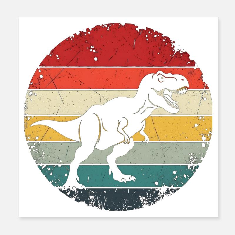 Dinosaur Gift - Retro Dinosaur Dino Dinosaur Poster 8" x 8" (20x20 cm)