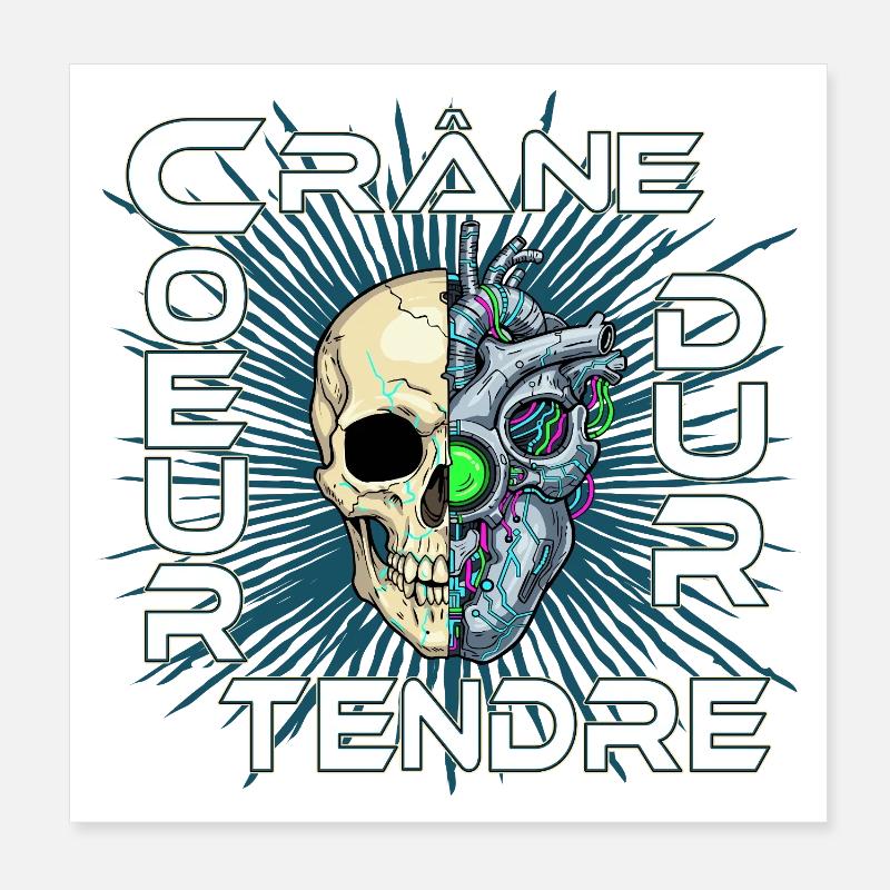CrâneCoeur - Crâne dur Cœur tendre Poster 20 x 20 cm