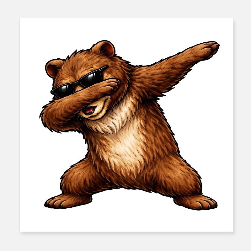 Dabbing Grizzly Poster 20x20 cm