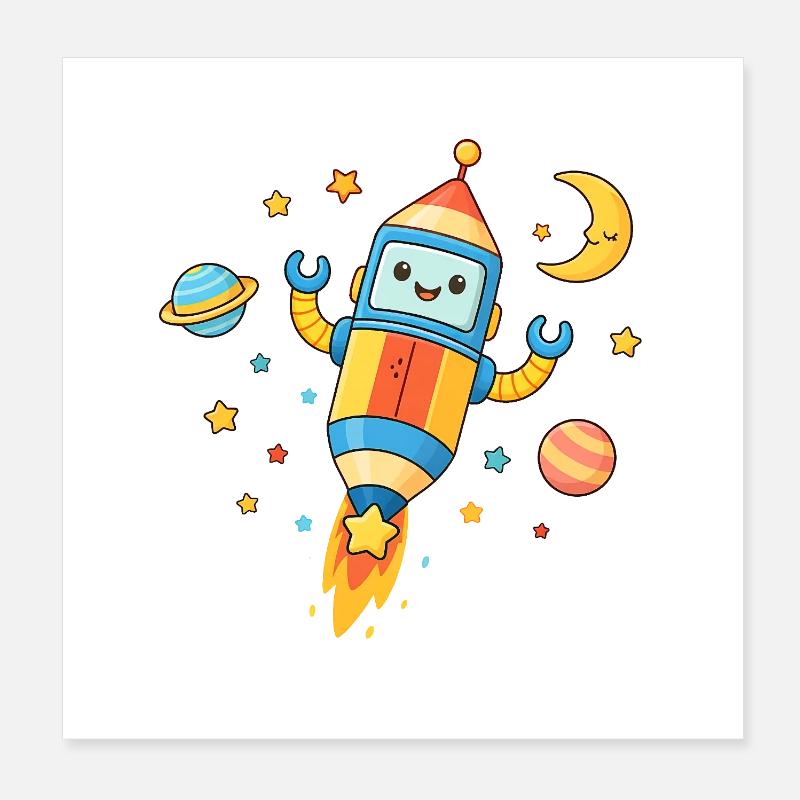 Motif coloré de fusée spatiale Poster 20 x 20 cm