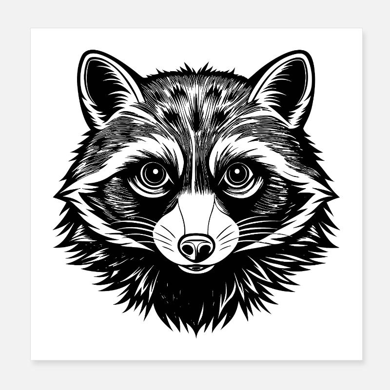 Racoon Poster 8" x 8" (20x20 cm)