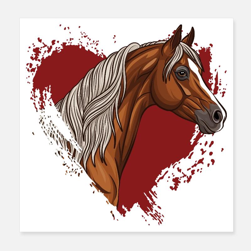 Une cheval Arabe et un coeur dématérialisé Poster 20 x 20 cm