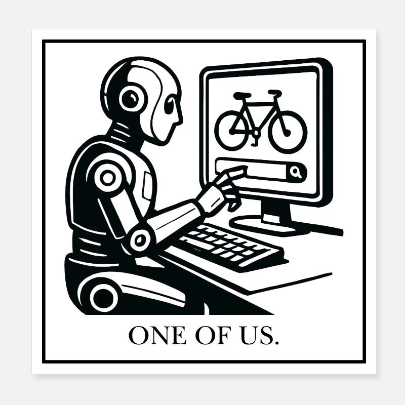 Conception robotique : Bicyclette sur un moniteur Poster 20 x 20 cm