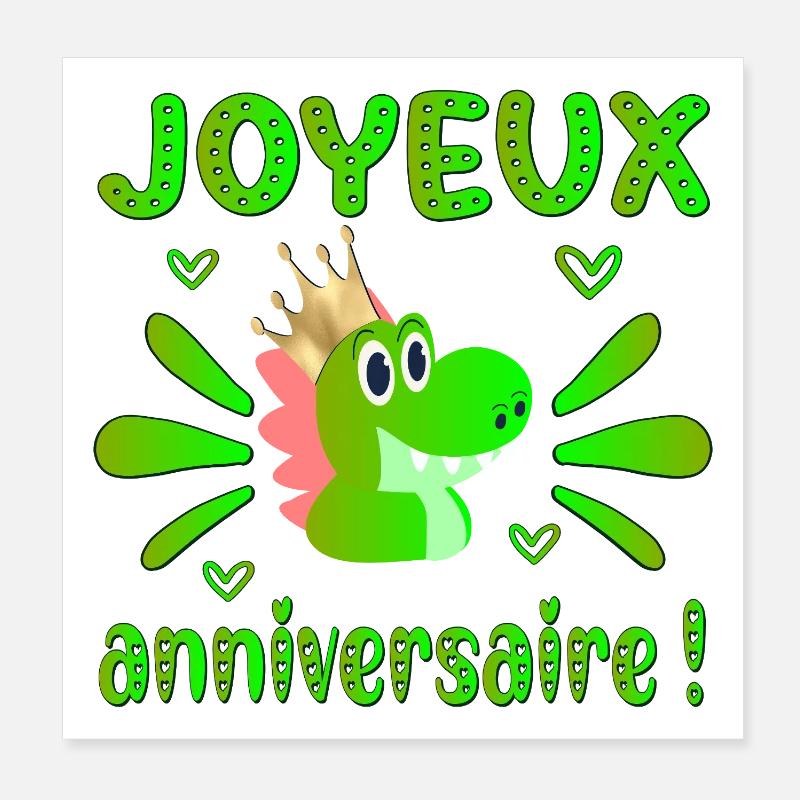 Anniversaire Dinosaures Poster 20 x 20 cm
