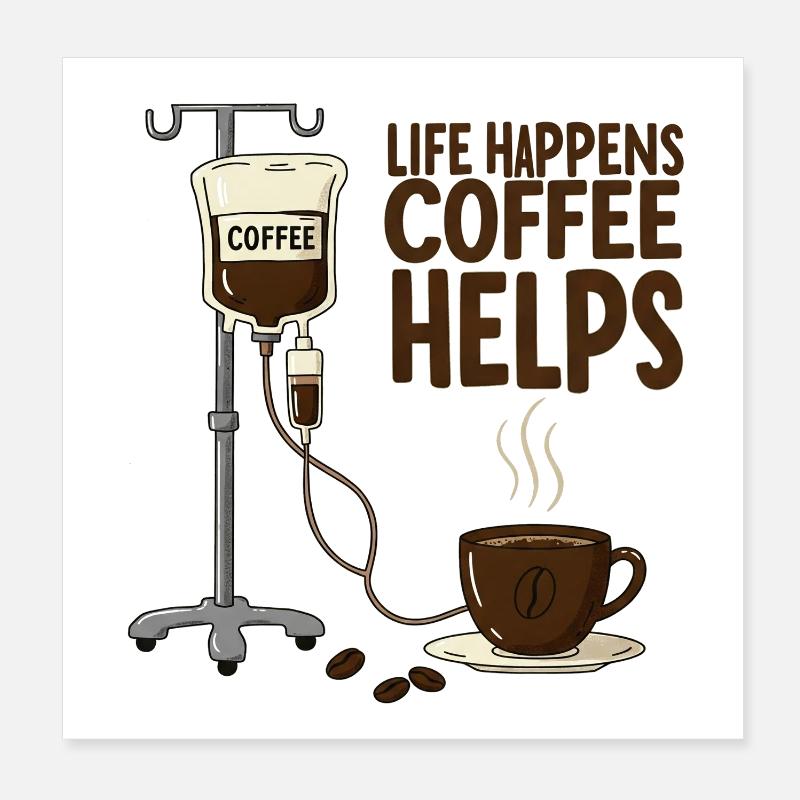 La vie s’en vient Le café aide Morgenmuffe le Kaffee Poster 20 x 20 cm