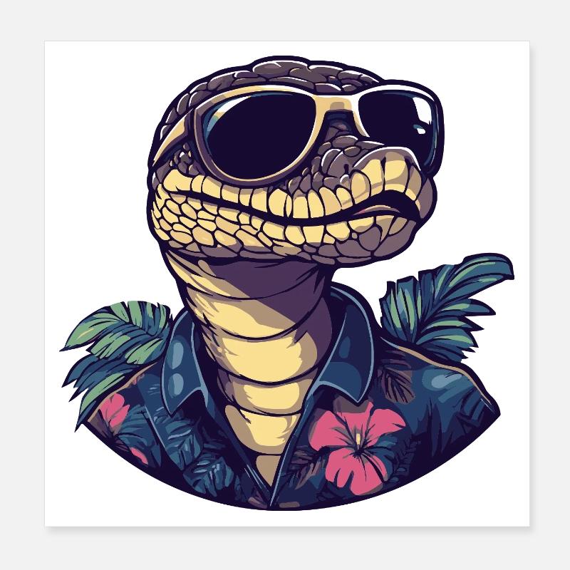 Snake Cobra Comic Holiday Poster 8" x 8" (20x20 cm)