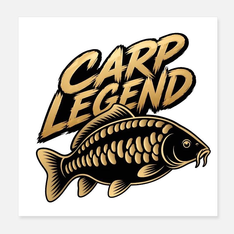 Carp Legend Angelangler-Design - Poster 20x20 cm - Weiß