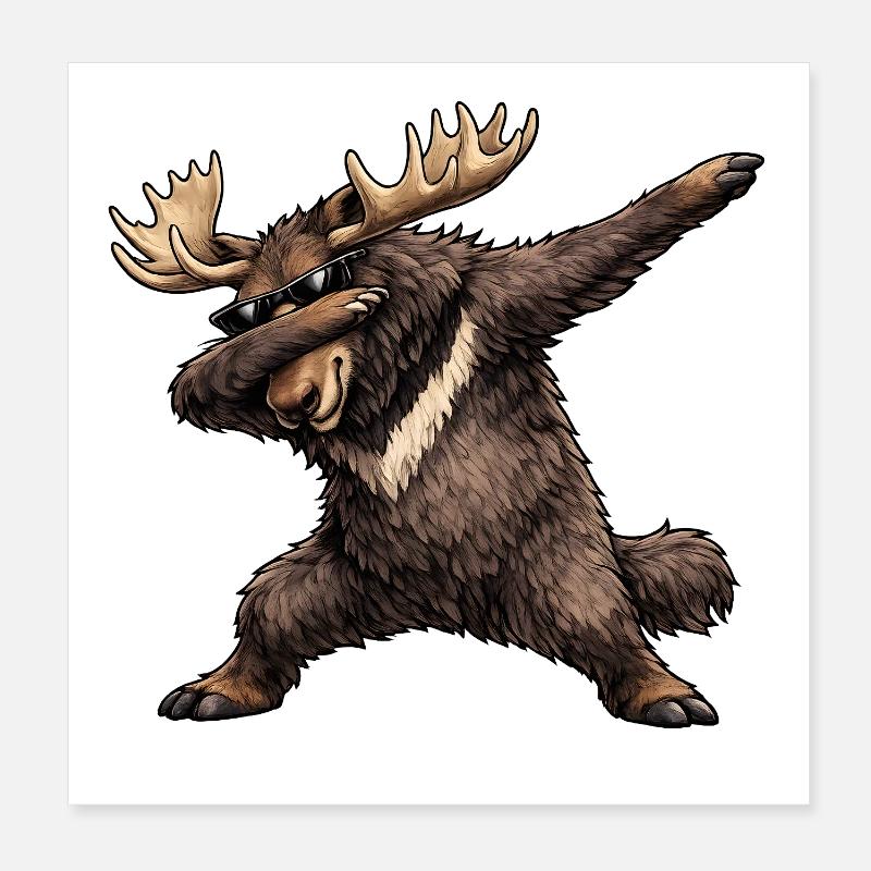 Dabbing Elch Poster 20x20 cm
