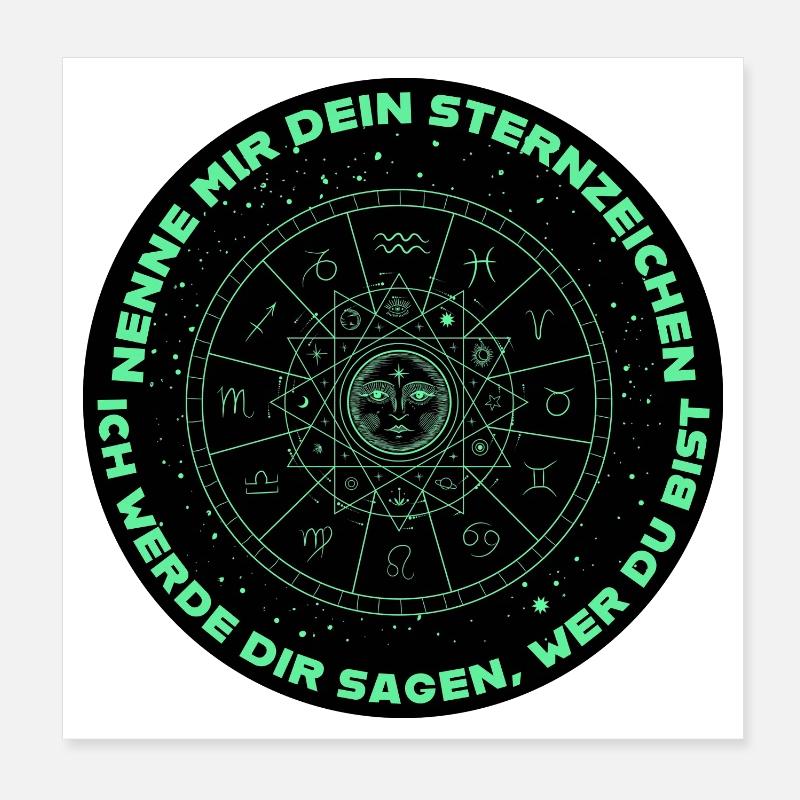 Sternzeichen Mondkreis Muster Poster 20x20 cm