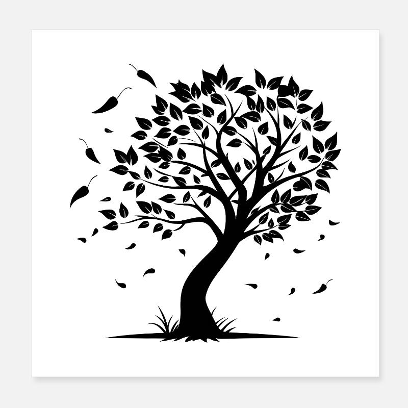 Baum mit Wind Poster 20x20 cm