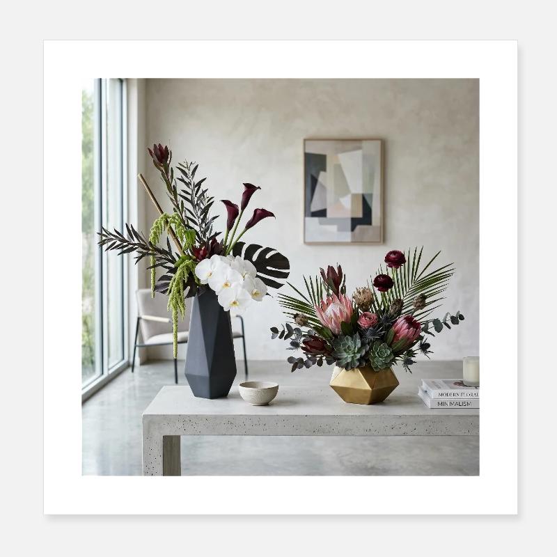 Vases en fleurs géométriques - Art moderne Poster 20 x 20 cm