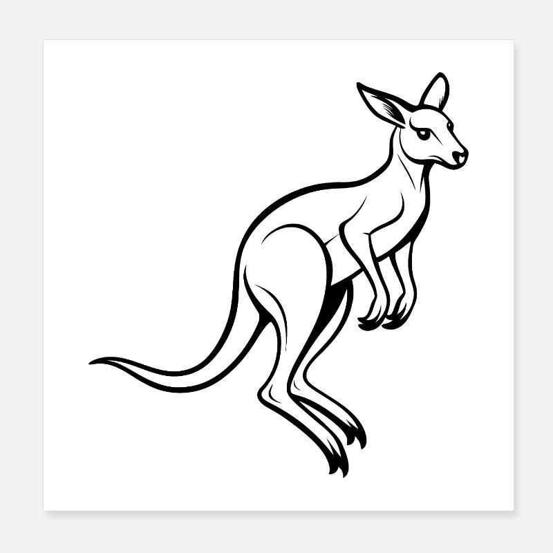 Känguru-Springen Poster 20x20 cm