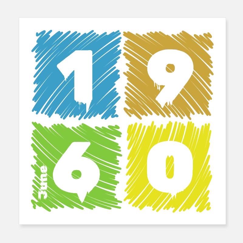 66. Geburtstag Farbige Patches since 06/1960 Poster 8" x 8" (20x20 cm)