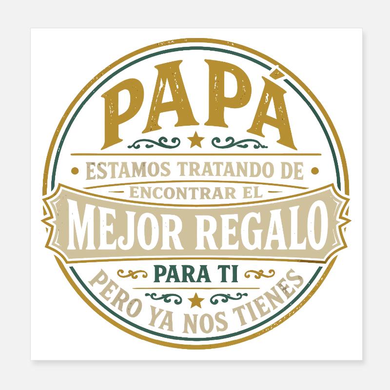 Papa Beste Geschenk Kinder Spanisch Design Poster 20x20 cm