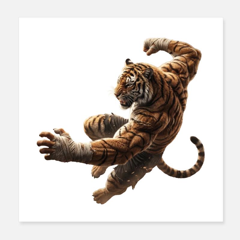 Springender Tiger  Poster 20x20 cm
