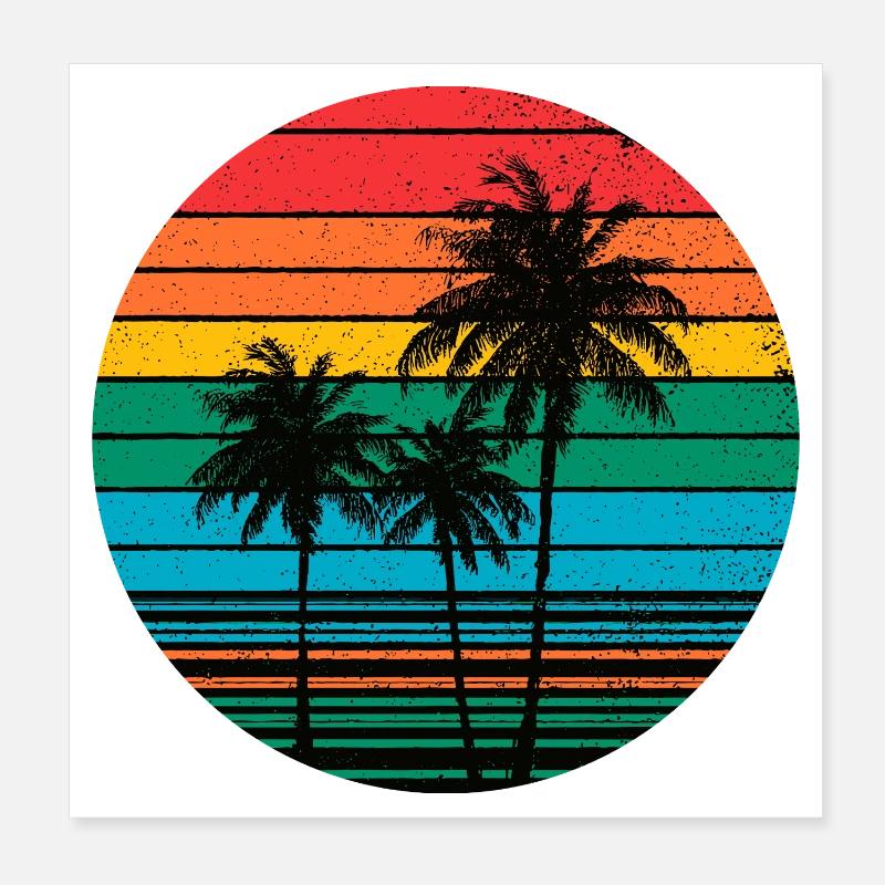 Retro Palm Trees Poster 8" x 8" (20x20 cm)