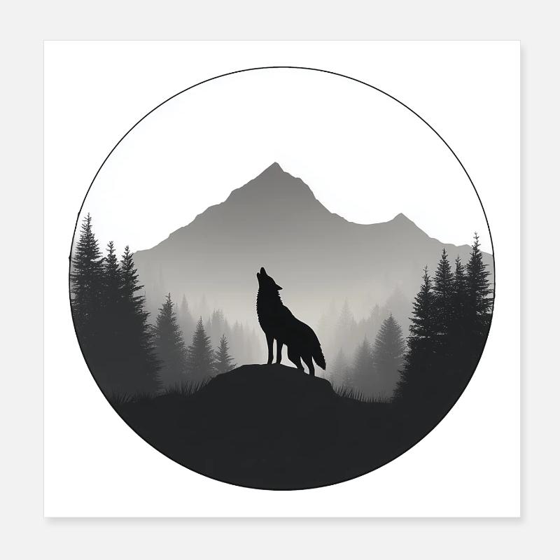 loup sauvage logo Poster 20 x 20 cm