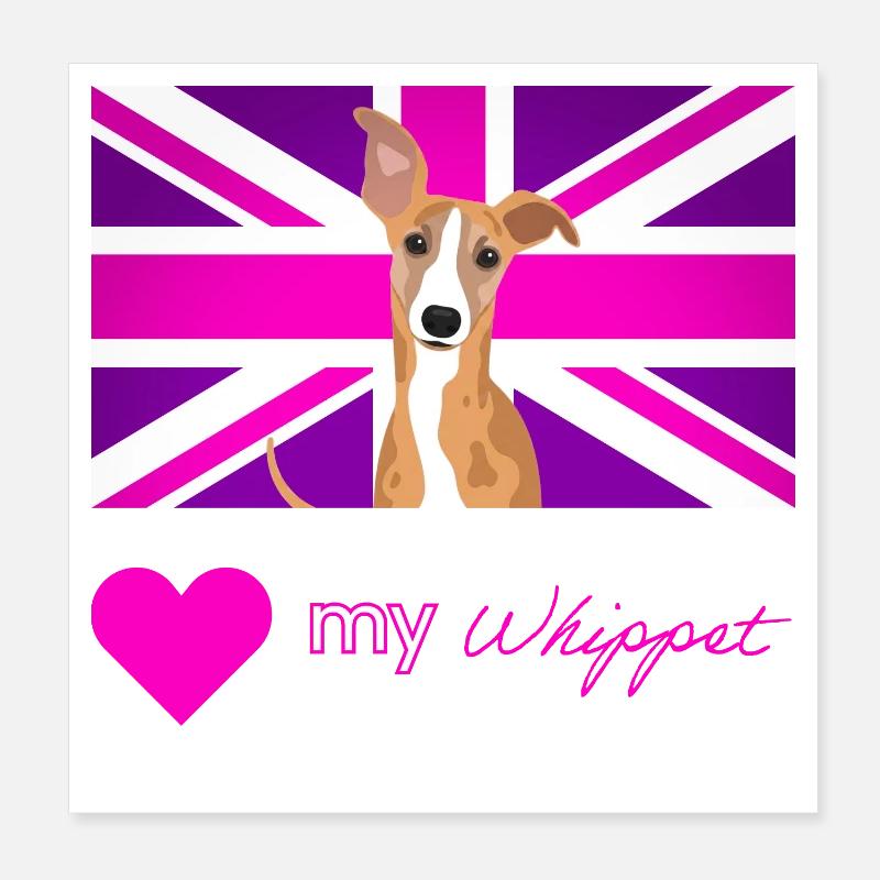 PURPLEWHIPPET (Pink text, Vibrant) Poster 8" x 8" (20x20 cm)