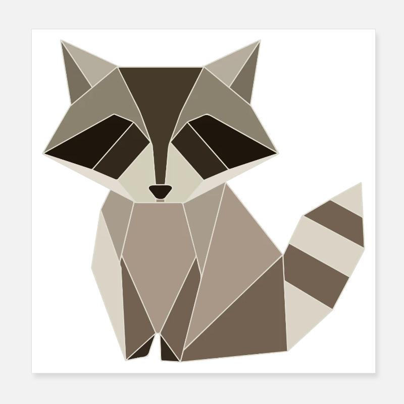 Waschbär Polygon Geometrie Design  Poster 20x20 cm
