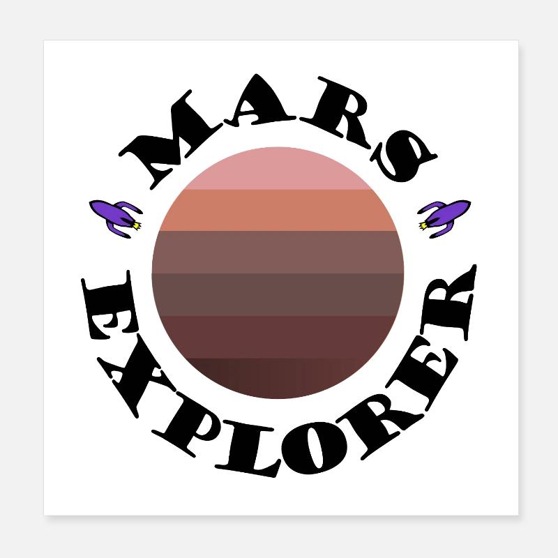 Mars Planetensunset mit Raketen Poster 20x20 cm