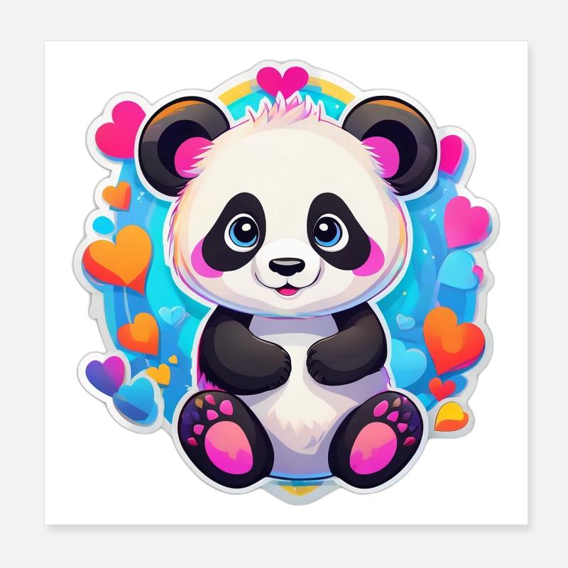 Regenbogenherz-Panda Poster 20x20 cm