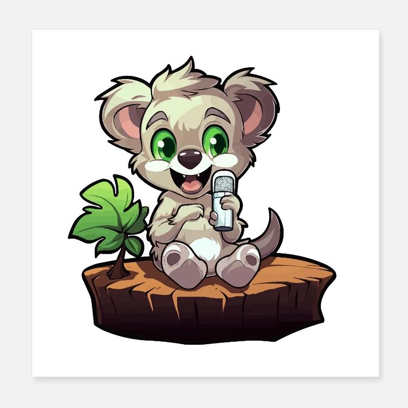 Petit koala sur la souche Poster 20 x 20 cm