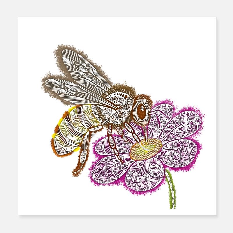 Zentangle Bee Poster 20 x 20 cm