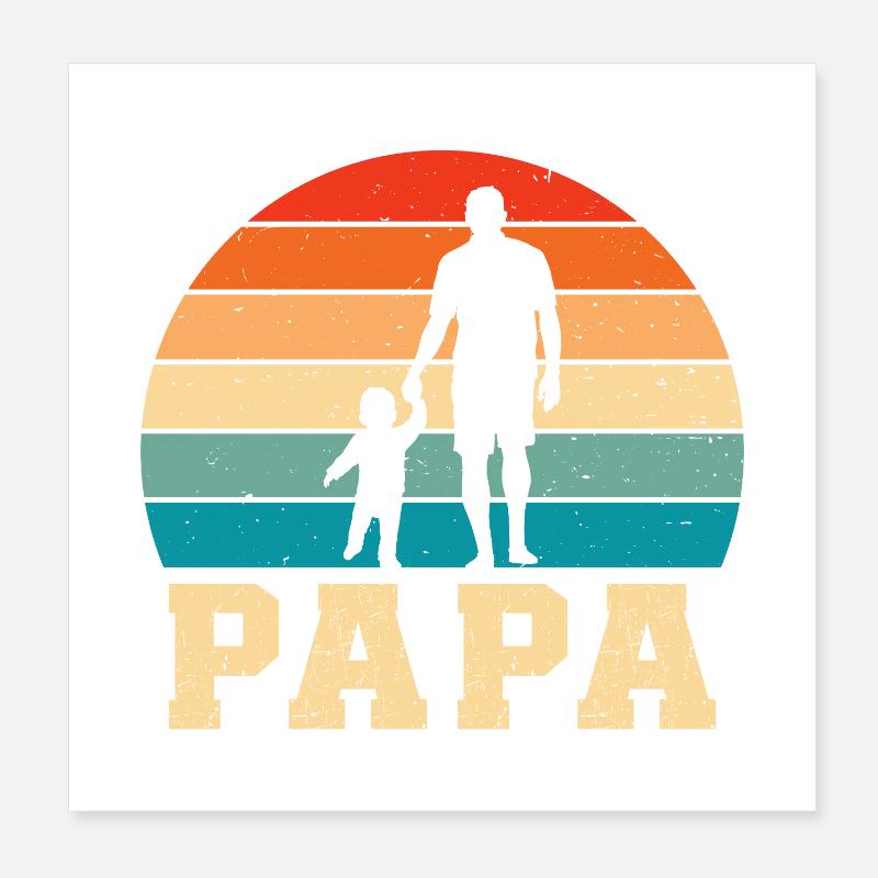 Father with son retro dad and son Poster 8" x 8" (20x20 cm)