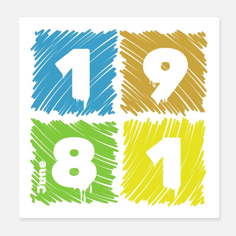 45. Geburtstag Farbige Patches since 06/1981 Poster 20x20 cm