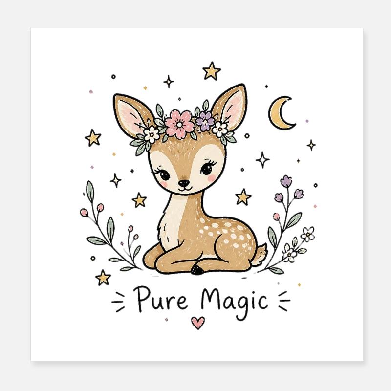 Astro Virgin Deer – Pure Magic Poster 8" x 8" (20x20 cm)