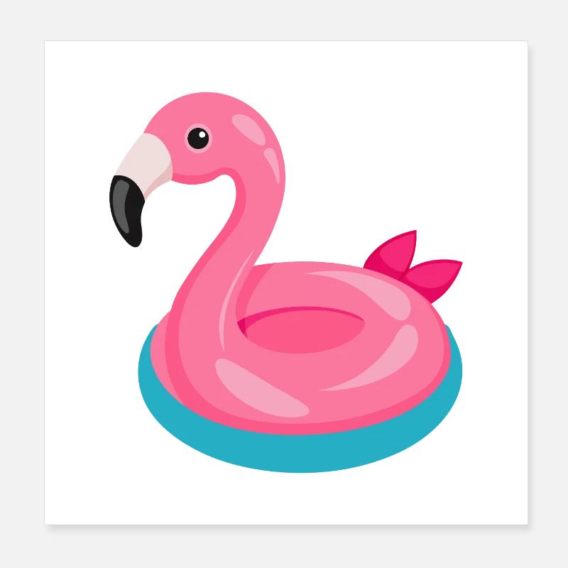 Flamingo Pool Float Poster 8" x 8" (20x20 cm)