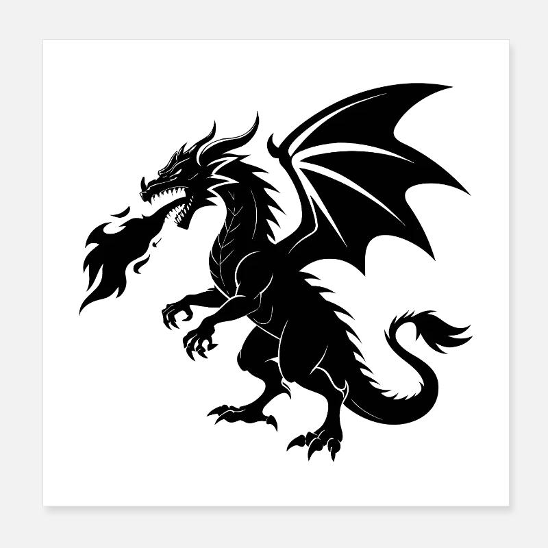 Fire Breathing Dragon Poster 8" x 8" (20x20 cm)