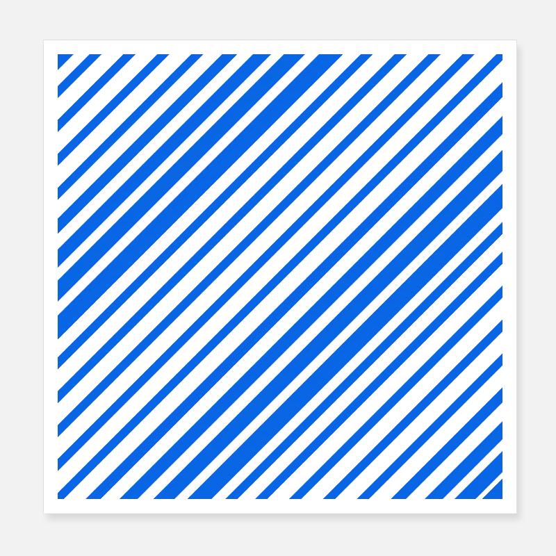 Graphic lines with diagonal stripes L blue Poster 8" x 8" (20x20 cm)