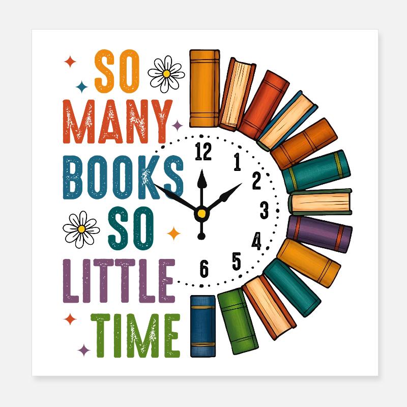 So viele Bücher, so wenig Zeit Leseratte Geschenk Poster 20x20 cm