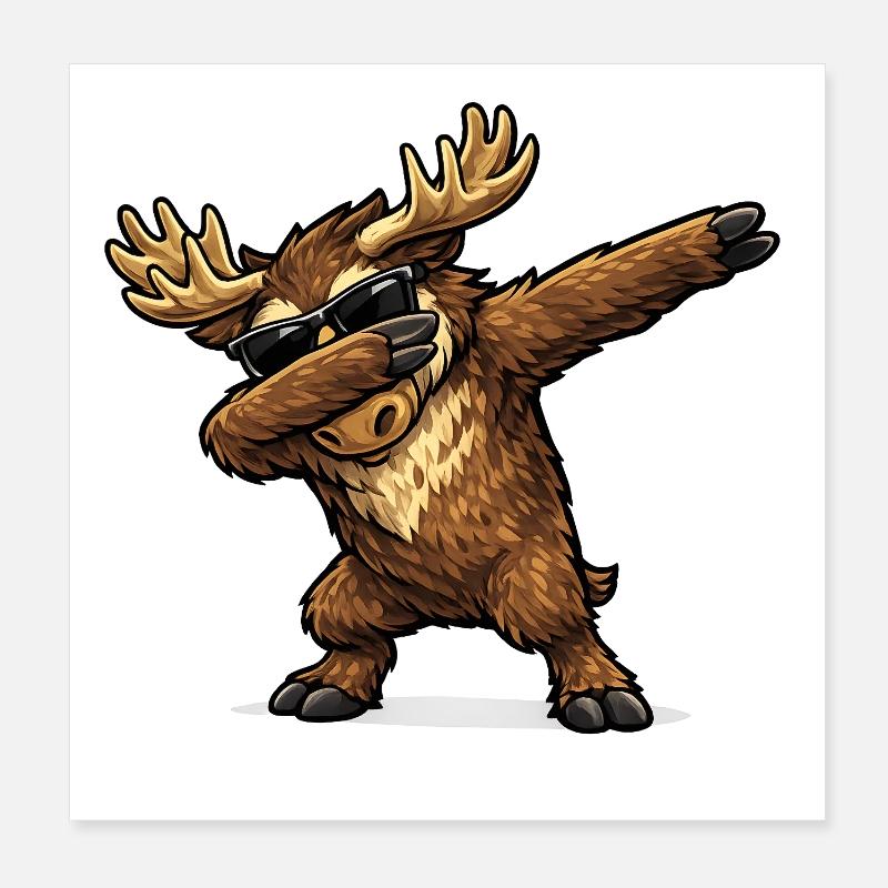 Dabbing Moose Poster 8" x 8" (20x20 cm)
