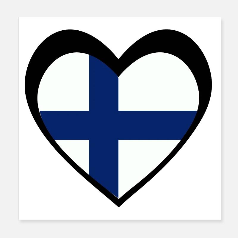 Suomi Musta Sydän – Rakkaus Suomeen Poster 20 x 20 cm