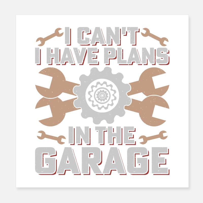 Garage Plans Tool Humor Poster 8" x 8" (20x20 cm)