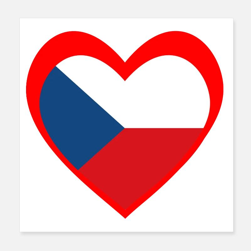 Červené Srdce Česko Poster 20 x 20 cm