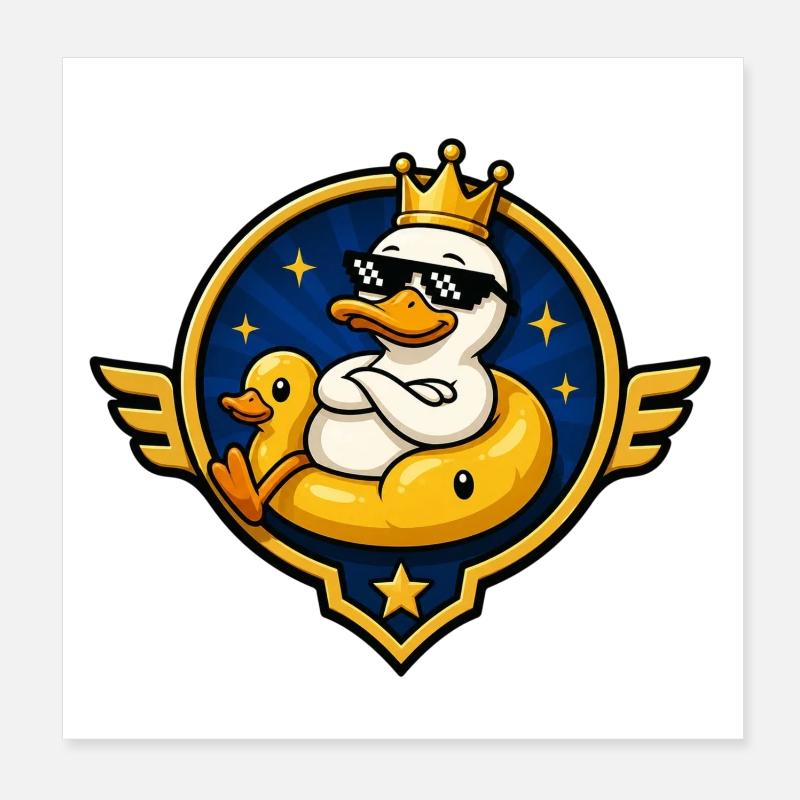 King Duck with Sunglasses Poster 8" x 8" (20x20 cm)