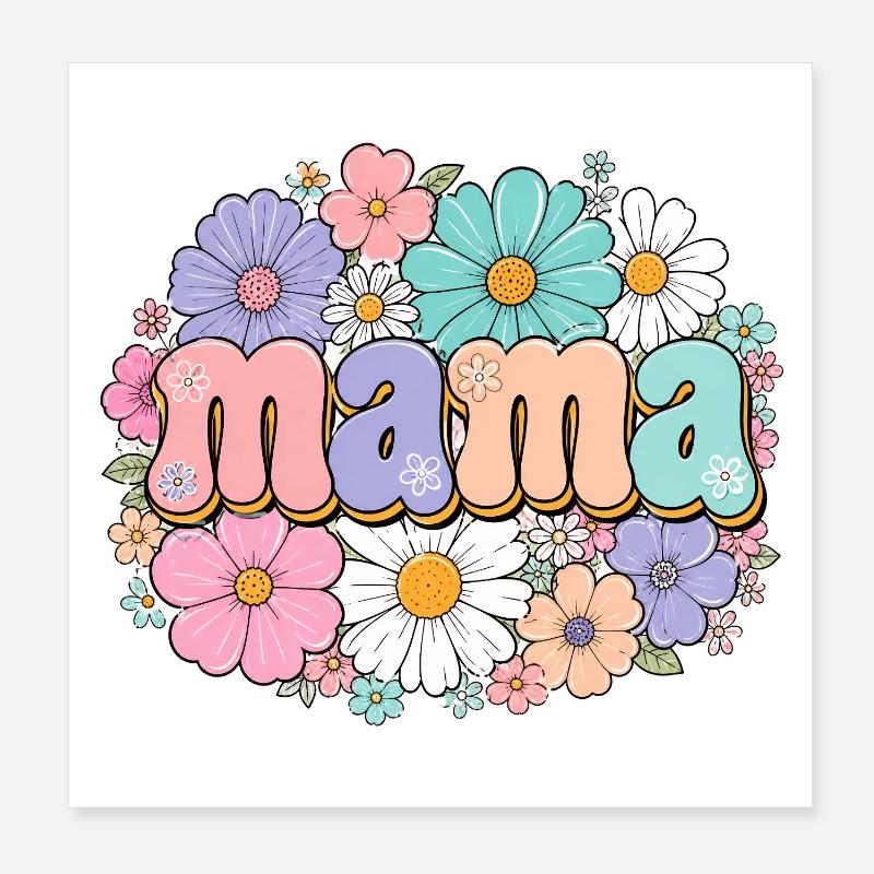 Fleurs de maman rétro Poster 20 x 20 cm