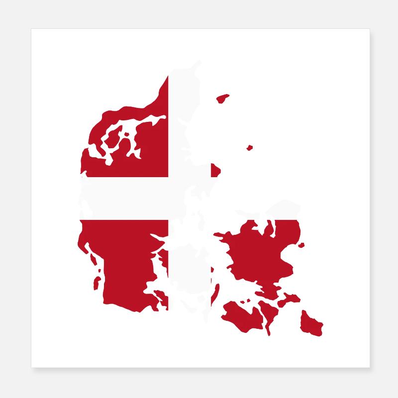 Carte du drapeau du Danemark Poster 20 x 20 cm