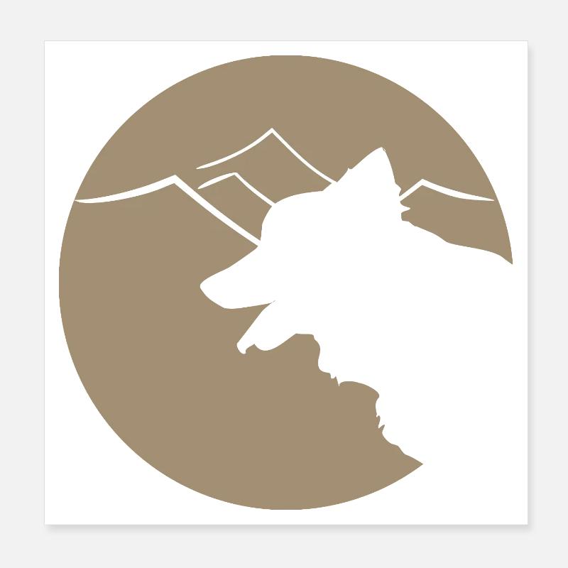 Silhouette de chien en montagne ou en dunes Poster 20 x 20 cm
