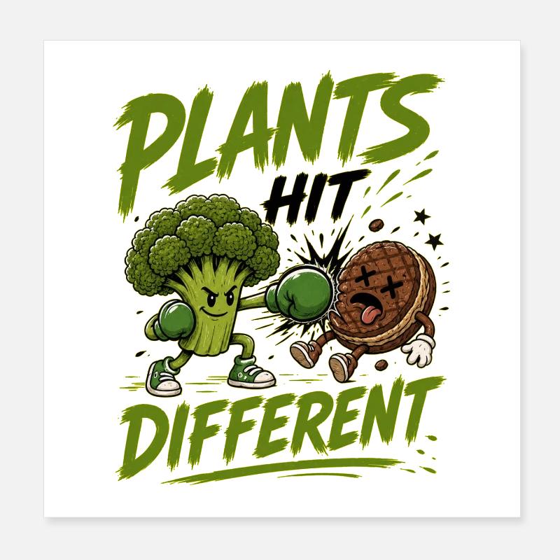 Les plantes touchent différemment - Un design végétarien/végane drôle Poster 20 x 20 cm