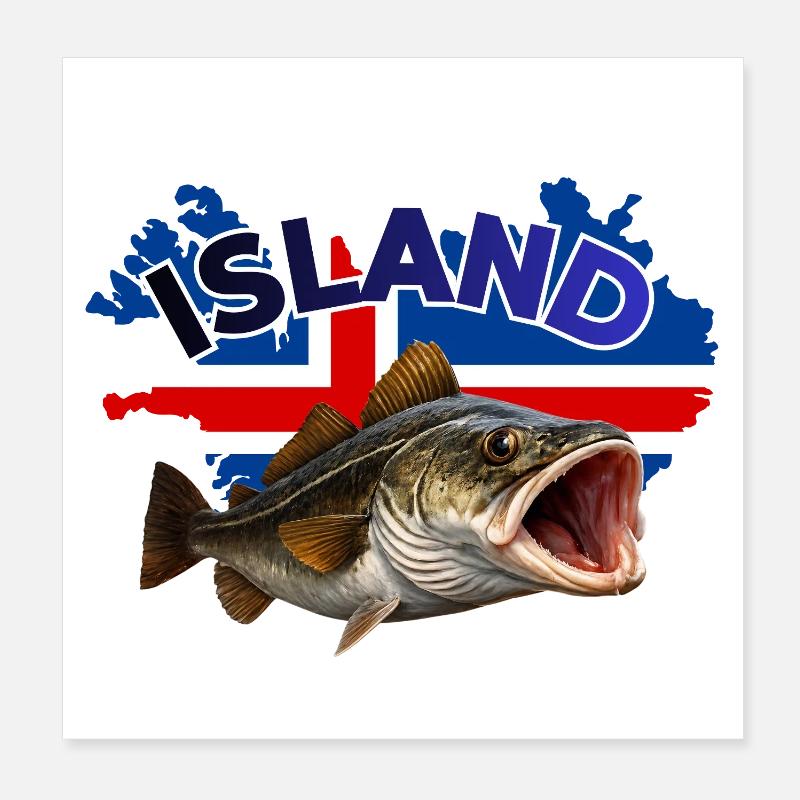 Pêche à la morue en Islande - Poster 20 x 20 cm - blanc