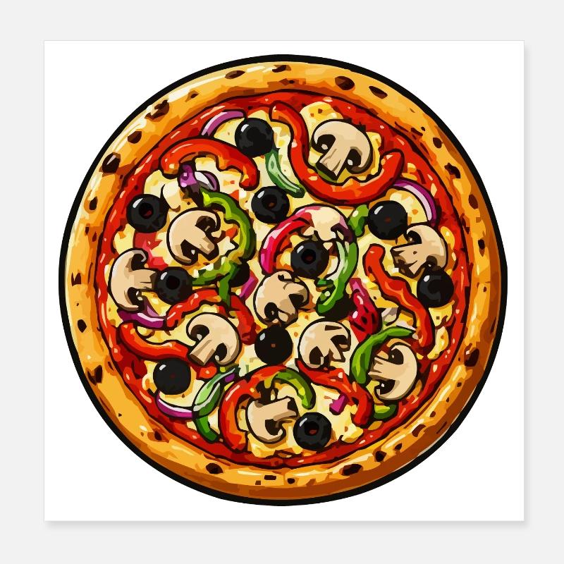 Pizza Pop Art : garnitures colorées Poster 20 x 20 cm