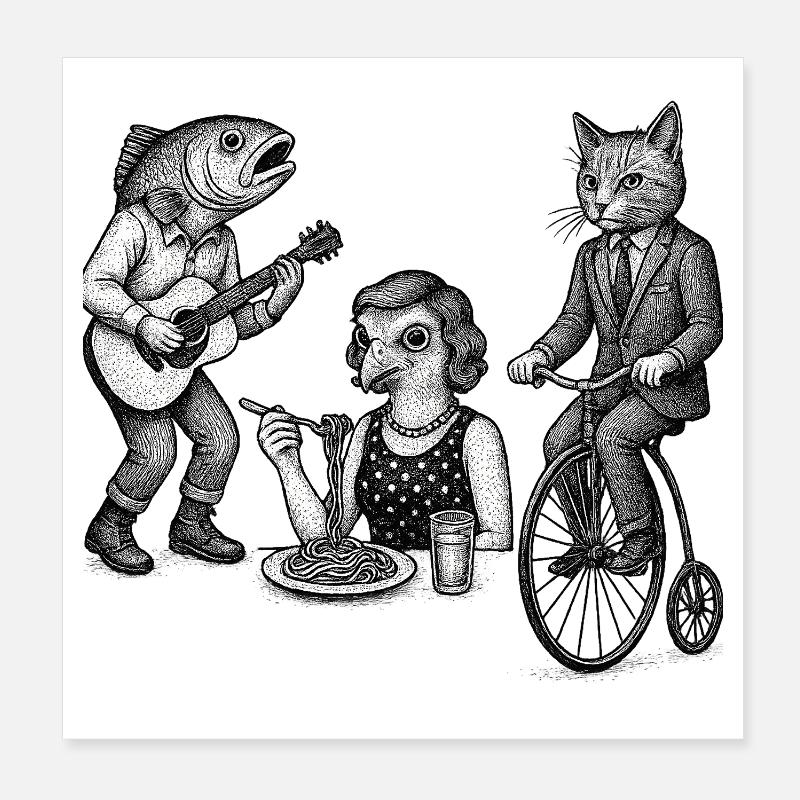 Verspieltes Tiertrio-Parade Poster 20x20 cm