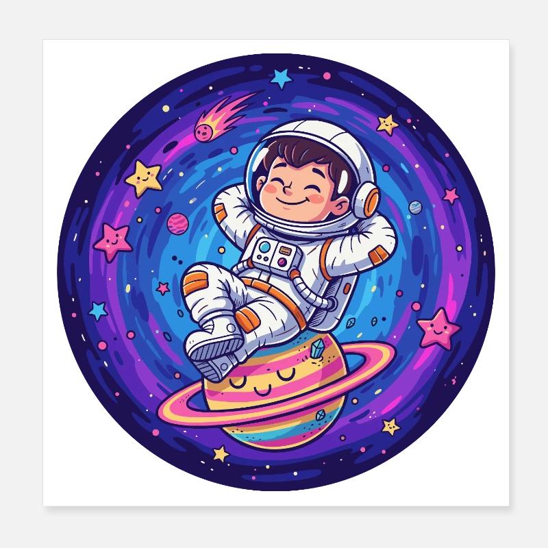 Petit astronaute dans la porte des étoiles Poster 20 x 20 cm