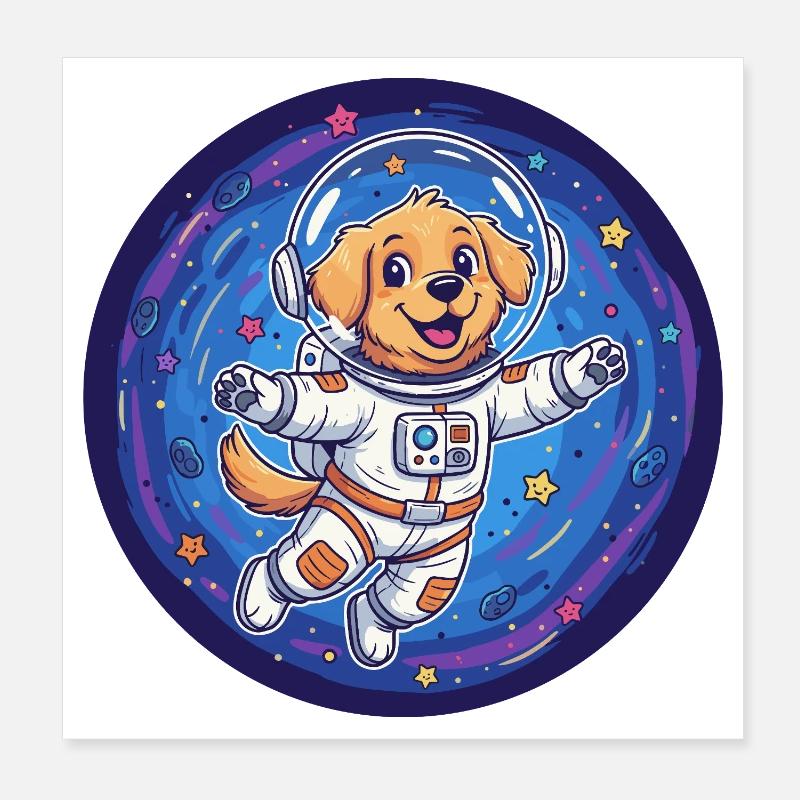 Chien de l’espace en combinaison d’astronaute Poster 20 x 20 cm